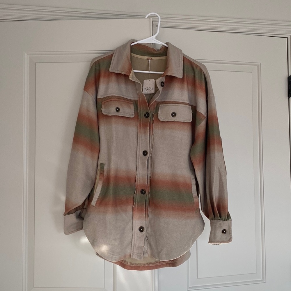 Free People Ruby Shirt Jacket in Marzipan